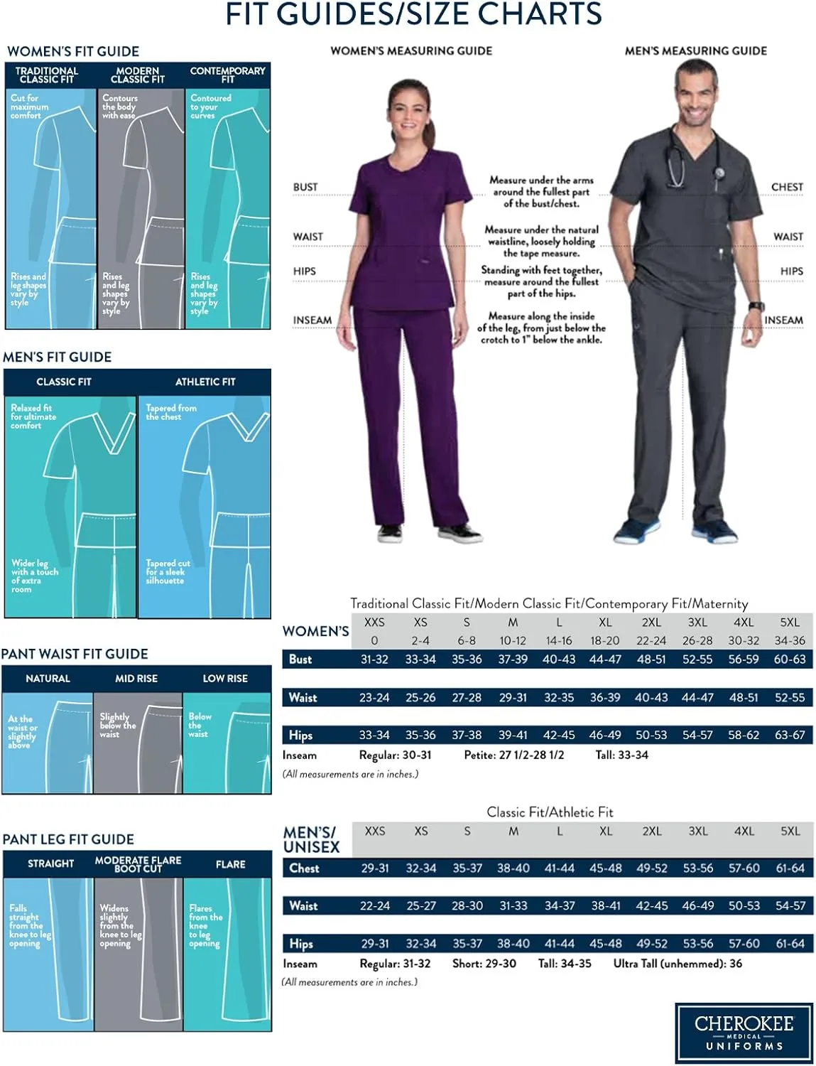 Cherokee Men's Underscrub Knit Top Modern Fit with Crew Neck and Center Back Length: 29" - WW700