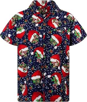 Christmas Button Down Shirts for Men 2024, Mens Button Down Christmas Shirt Short Sleeve Beach Printed Casual Shirts