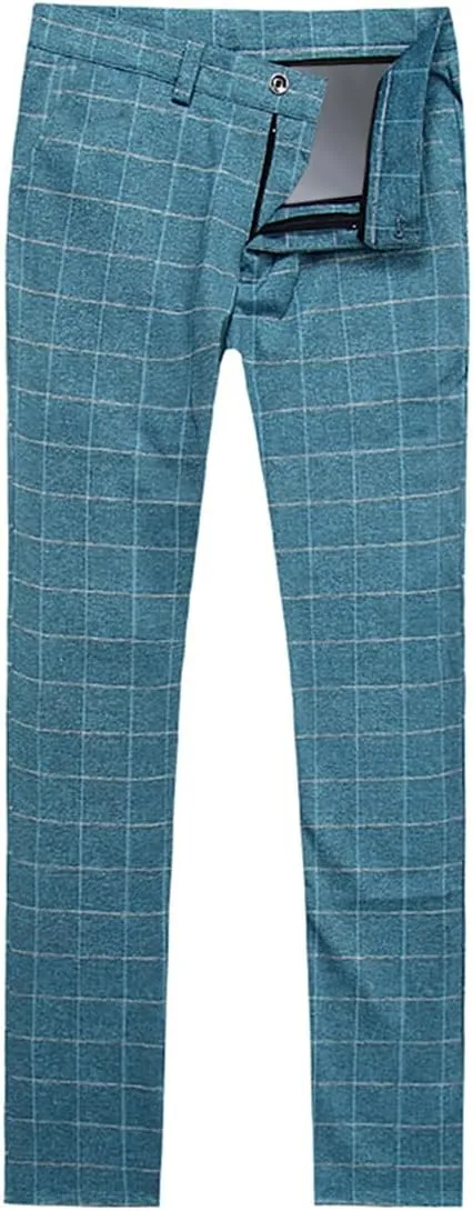 Cloudstyle Mens 3-Piece Plaid Suit Set Modern Fit Jacket Tux Blazer Vest Pants