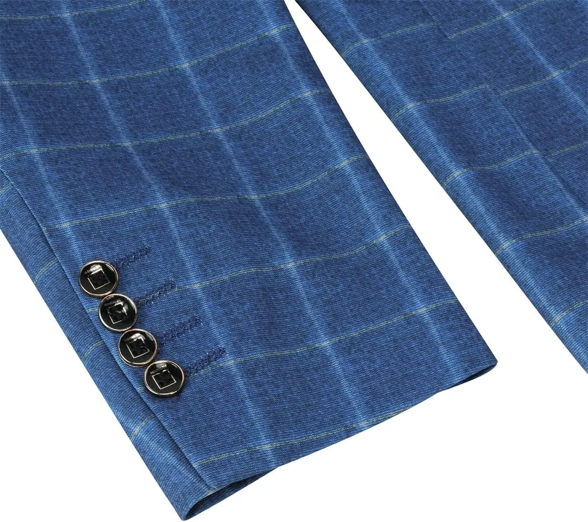 Cloudstyle Mens 3-Piece Plaid Suit Set Modern Fit Jacket Tux Blazer Vest Pants