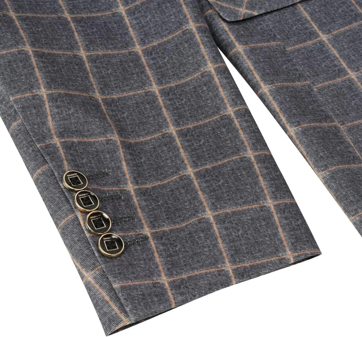 Cloudstyle Mens 3-Piece Plaid Suit Set Modern Fit Jacket Tux Blazer Vest Pants
