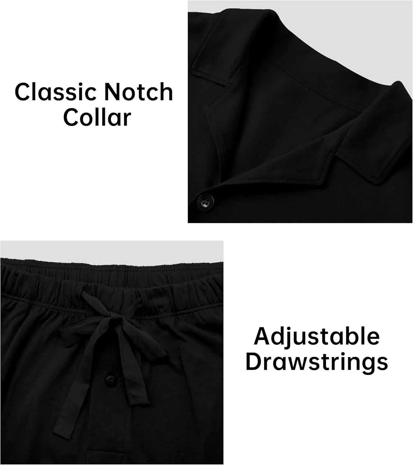 COLORFULLEAF Men's Pajama Sets Soft Cotton Short Sleeve Pajamas for Men Lounge Pants Button Down Sleepwear with Pockets S-XL