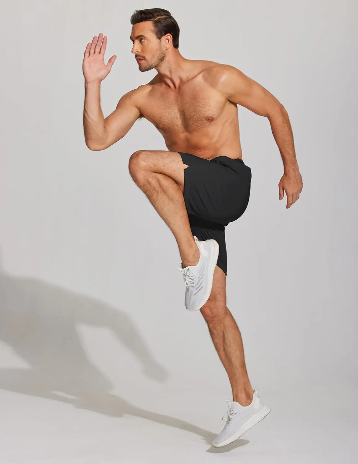 COOFANDY Mens Athletic Running Shorts 7'' Gym Workout Shorts Lightweight Drawstring Training Shorts with Zipper Pockets