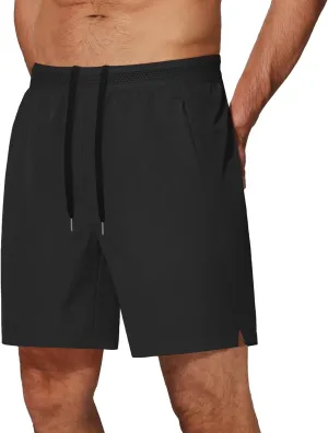 COOFANDY Mens Athletic Running Shorts 7'' Gym Workout Shorts Lightweight Drawstring Training Shorts with Zipper Pockets