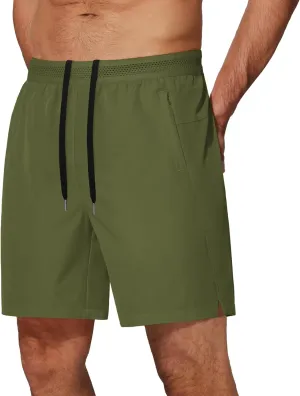 COOFANDY Mens Athletic Running Shorts 7'' Gym Workout Shorts Lightweight Drawstring Training Shorts with Zipper Pockets