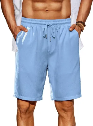 COOFANDY Men's Beach Shorts 9" Elastic Waist Drawstring Shorts Lightweight Regular Fit Casual Summer Shorts