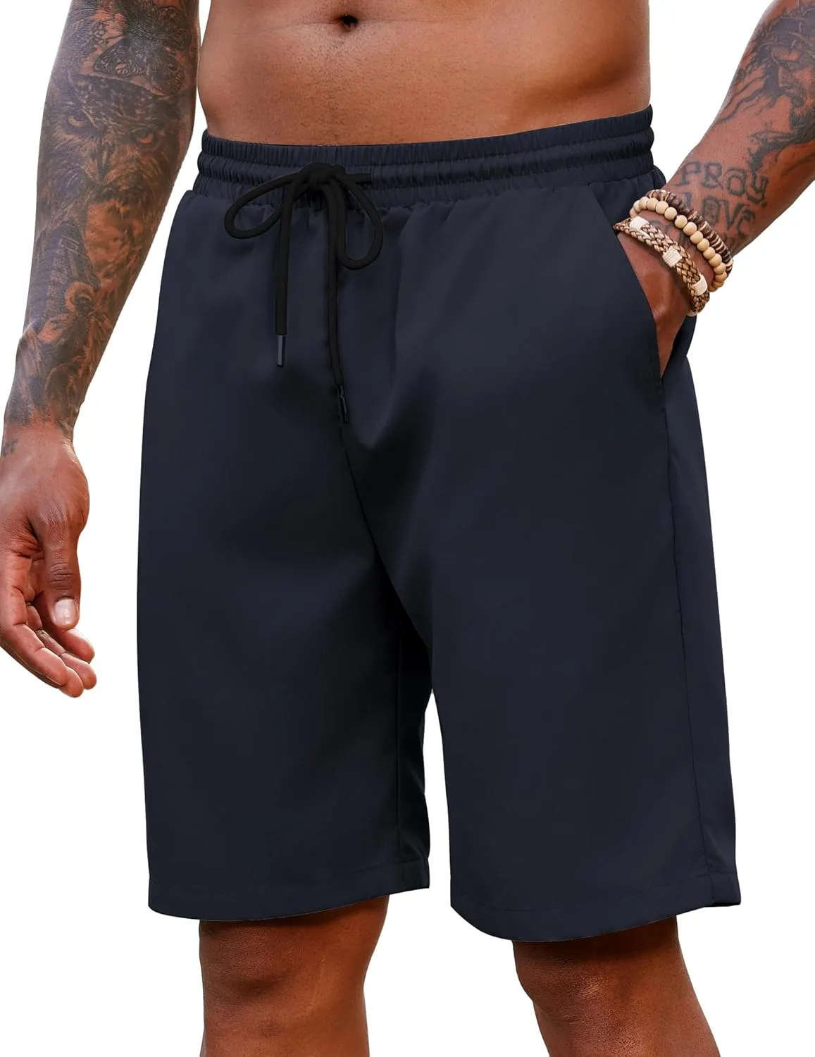 COOFANDY Men's Hawaiian Beach Shorts Elastic Waist Drawstring Lightweight Summer Casual Shorts with Pocket