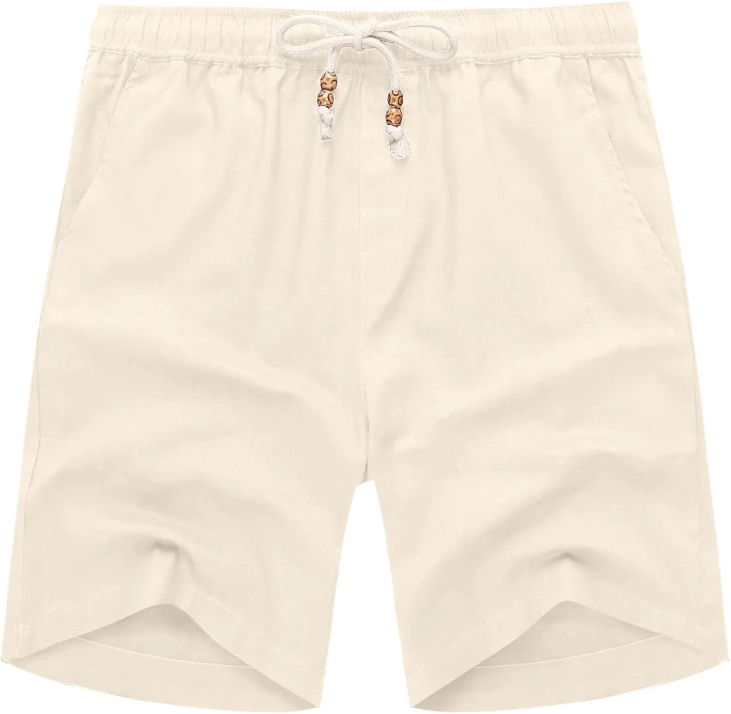 COOFANDY Men's Linen Shorts Casual Elastic Waist Drawstring Summer Beach Shorts