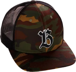 Daxton Classsic Baseball Trucker Hat Old English A to Z Letters Numbers Structured Mid Profile Cap