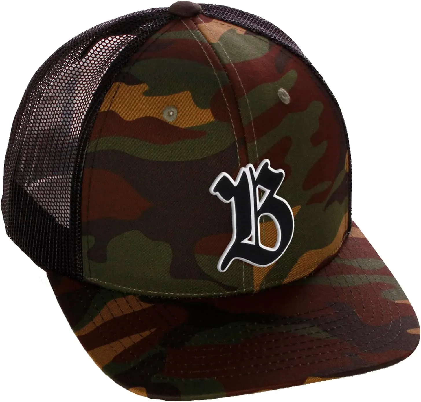 Daxton Classsic Baseball Trucker Hat Old English A to Z Letters Numbers Structured Mid Profile Cap