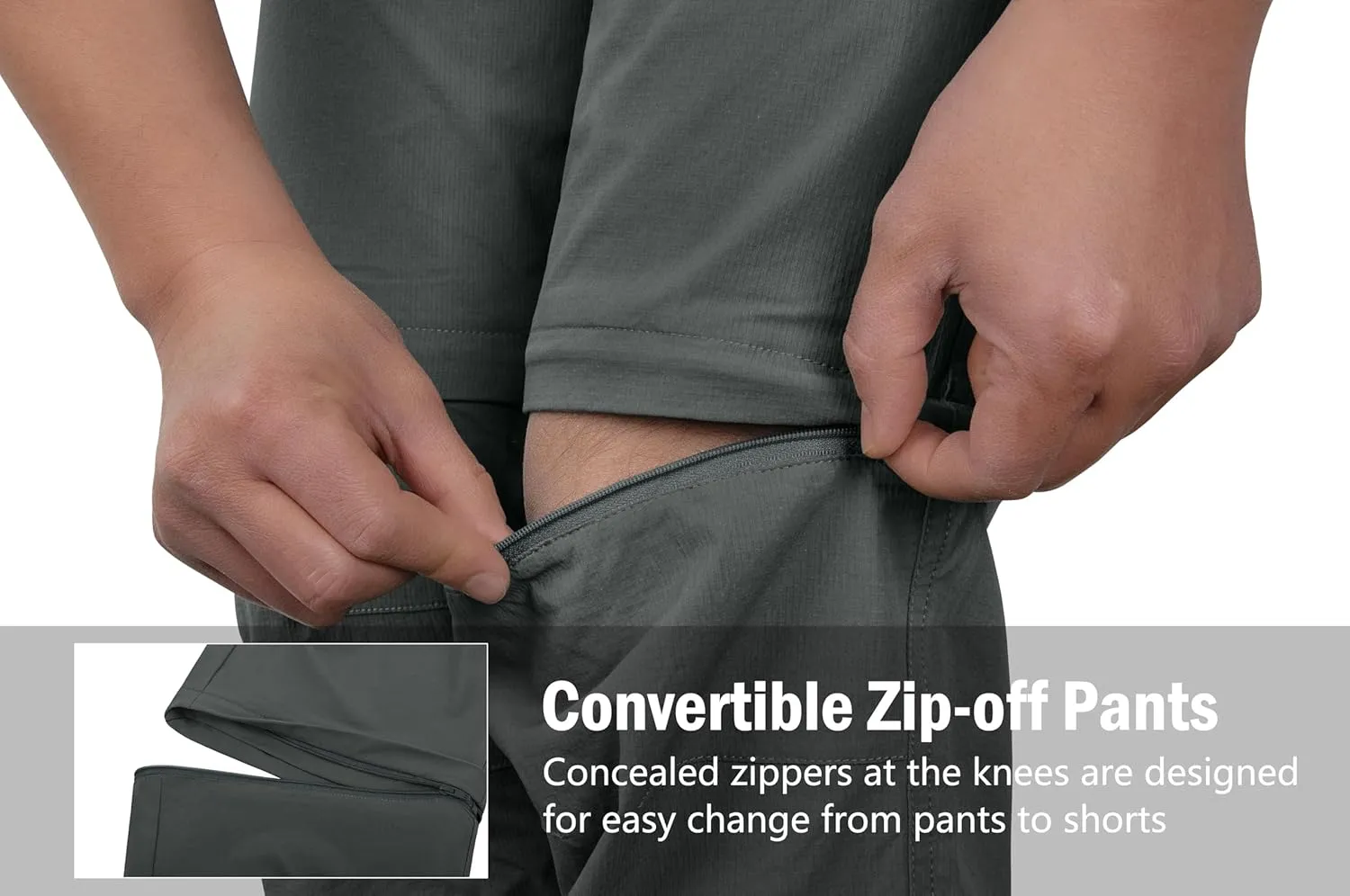 Derminpro Men's Stretch Cargo Hiking Pants Quick Dry Tactial Pants with Elastic Waist & Zipper Pockets