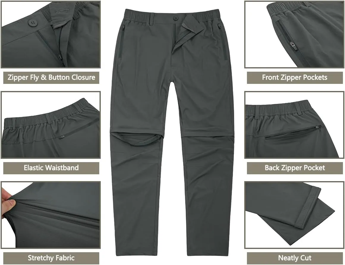 Derminpro Men's Stretch Cargo Hiking Pants Quick Dry Tactial Pants with Elastic Waist & Zipper Pockets