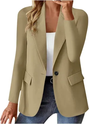 Dressy Business Jackets for Women One Button Open Work Office Suit Jackets Blazer Long Sleeve Spring Summer Clothes
