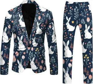 Easter Suits for Men 2 Piece Slim Fit Suit Set Birthday Wedding Party Tuxedo Suits Blazer Jacket Pants