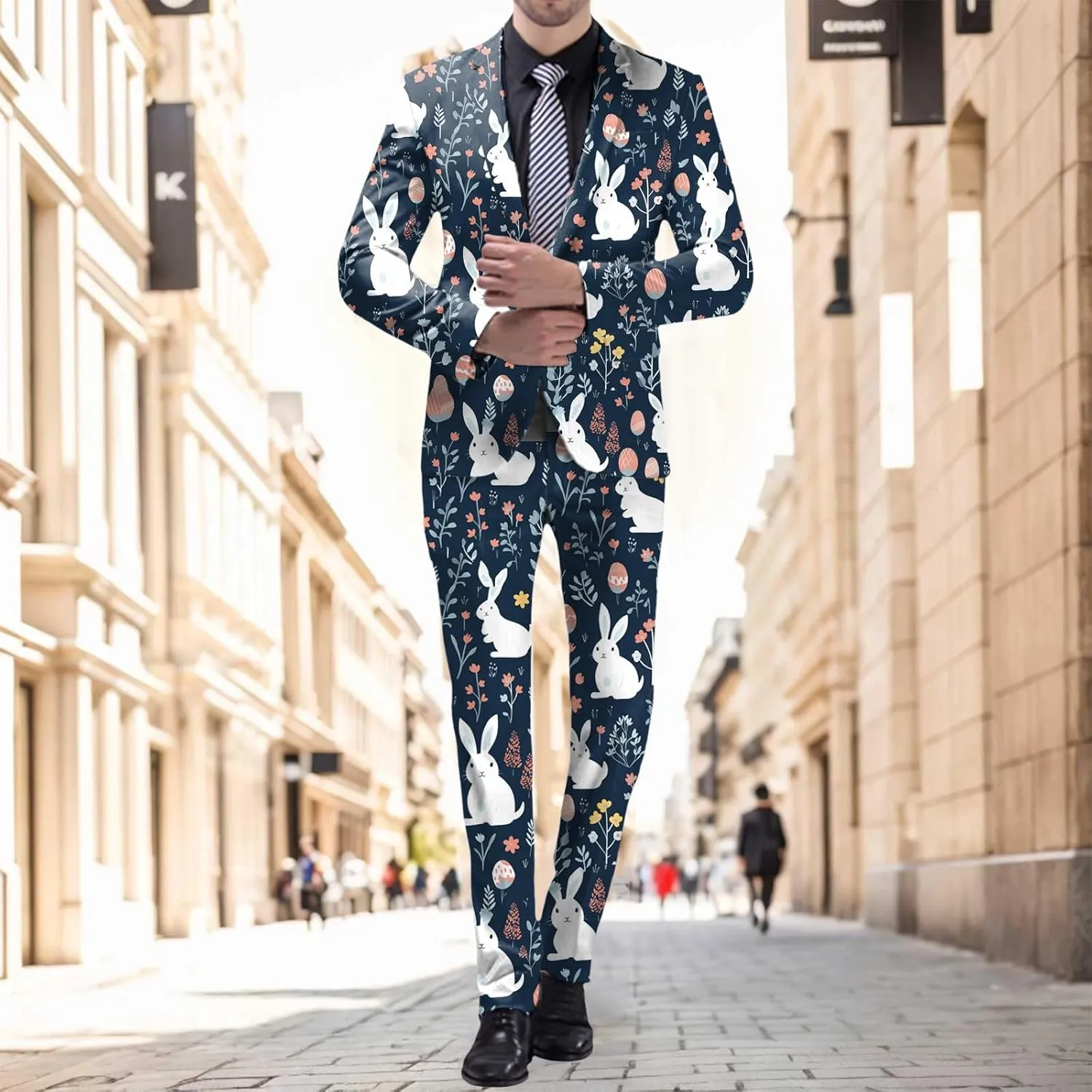 Easter Suits for Men 2 Piece Slim Fit Suit Set Birthday Wedding Party Tuxedo Suits Blazer Jacket Pants