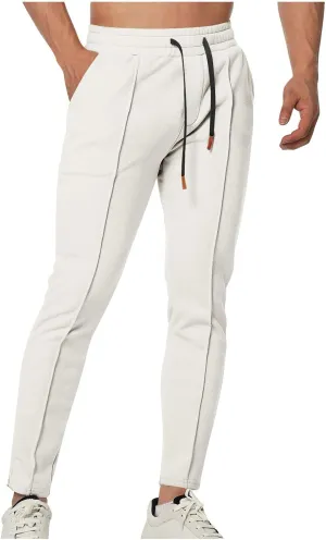 Finelylove Sweat Pants for Mens Stretch Waist Drawstring Jogger Pants Pleated Front Tapered Soft Workout Athletic Pants