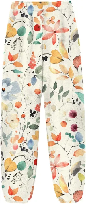 Flannel Pajama Pants Women Sleep Pj Pants Comfy Plush Casual Elastic Waist Cute Fleece Bottoms