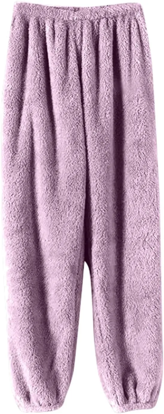 Flannel Pajama Pants Womens Casual Plush Elastic Waist Comfy Cute Relaxed Fit Sleep Pj Pants Bottoms