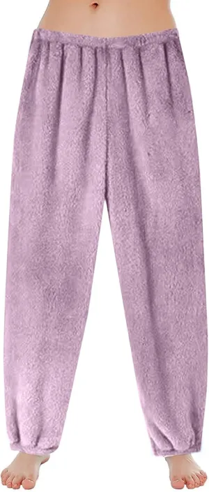 Flannel Pajama Pants Womens Casual Plush Elastic Waist Comfy Cute Relaxed Fit Sleep Pj Pants Bottoms