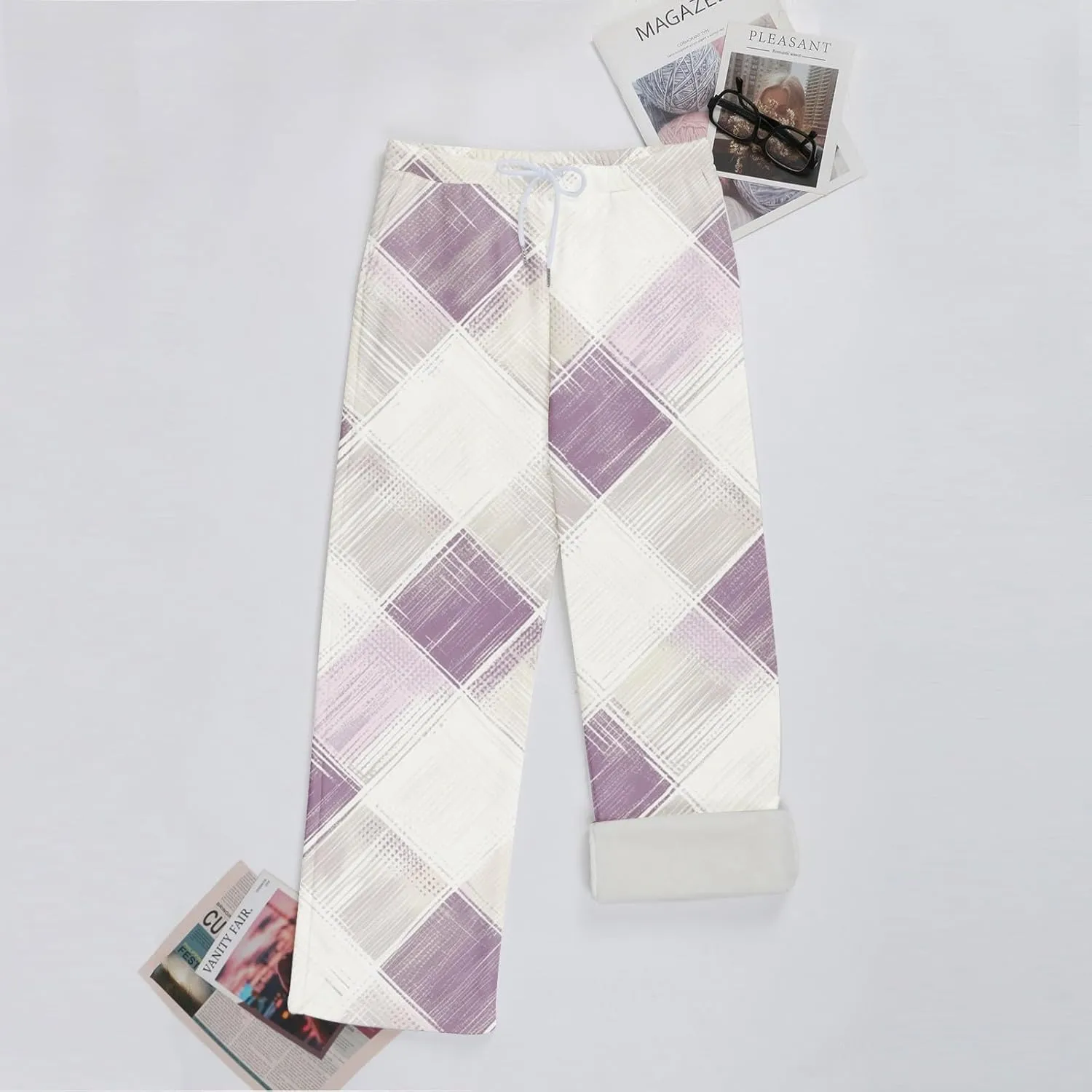 Flannel Pjs for Women Sleep Pj Pants Bottoms Fleece Casual Cute Elastic Waist Plush Relaxed Fit Comfy Lounge Pants