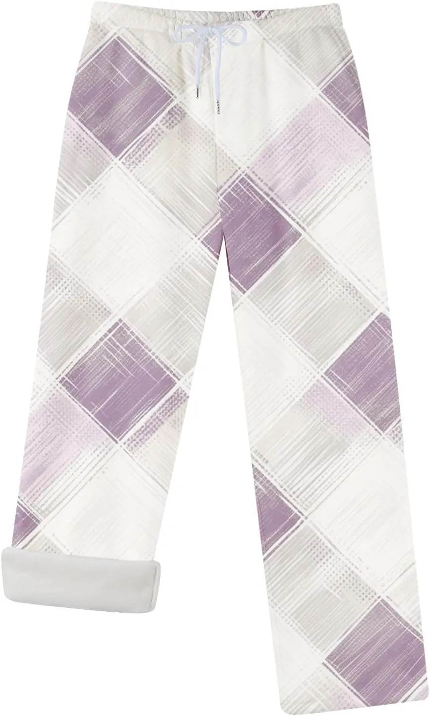 Flannel Pjs for Women Sleep Pj Pants Bottoms Fleece Casual Cute Elastic Waist Plush Relaxed Fit Comfy Lounge Pants