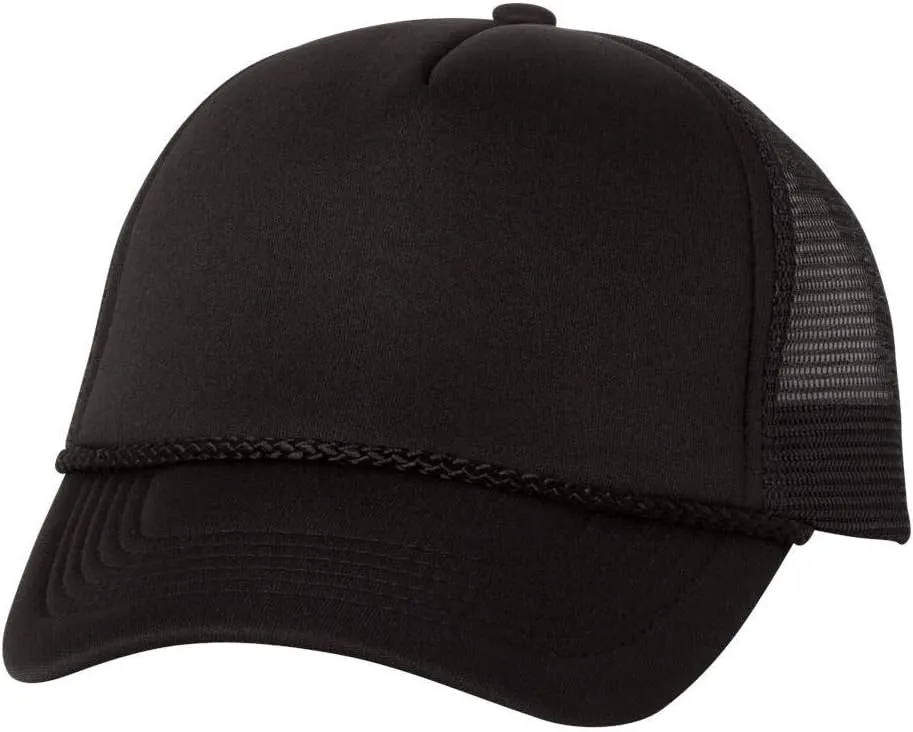 Foam Mesh-Back Trucker Cap - VC700 - Adjustable - Black/ Black