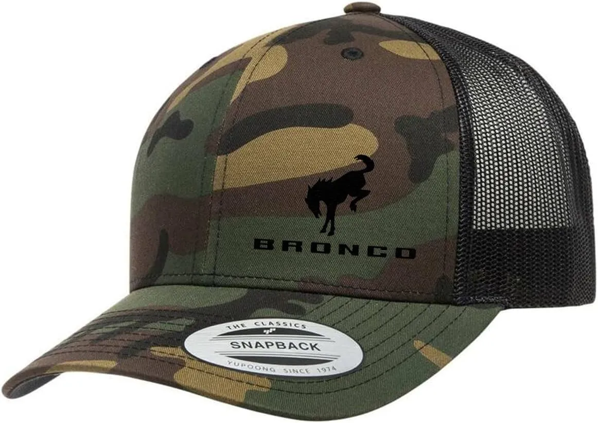 Ford Bronco Logo New Side Panel Fully Embroidered Yupoong 6606 Snapback Trucker Fitted Cap