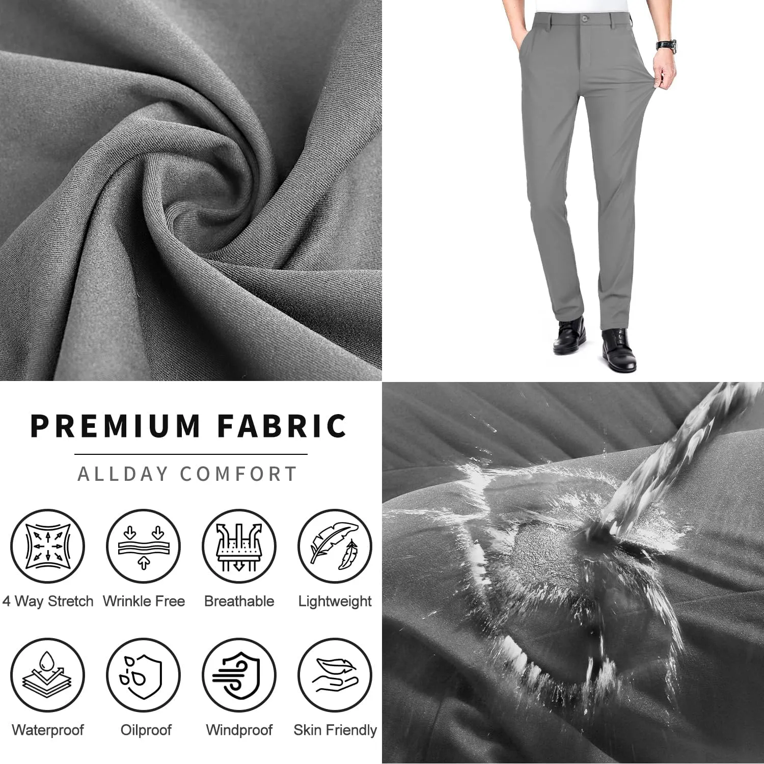 GINGTTO Slacks for Men Slim Fit Stretch Dress Pants Men Athletic Fit Chinos Pants Tapered