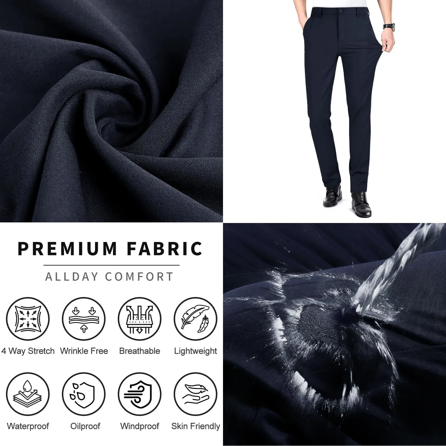 GINGTTO Slacks for Men Slim Fit Stretch Dress Pants Men Athletic Fit Chinos Pants Tapered