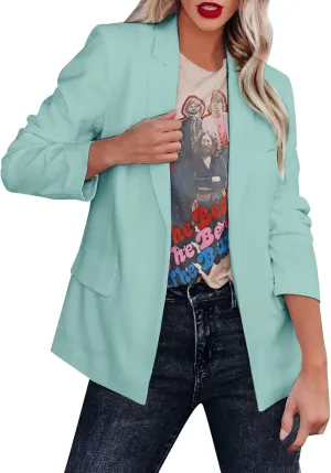 GOKKILRW Womens Casual Blazer Cardigans 2024 Trendy Lightweight Long Sleeve Open Front Work Suit Office Business Jacket Coats