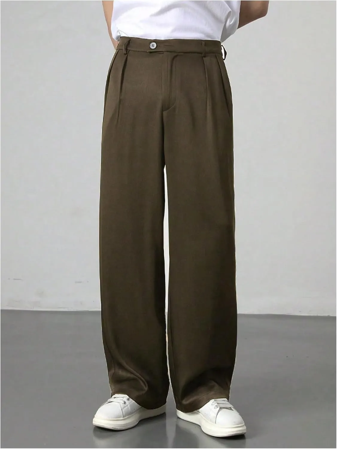 GORGLITTER Men's Baggy Wide Leg Dress Pant Straight Leg Suit Pant Lightweight Modern Fit Business Trousers