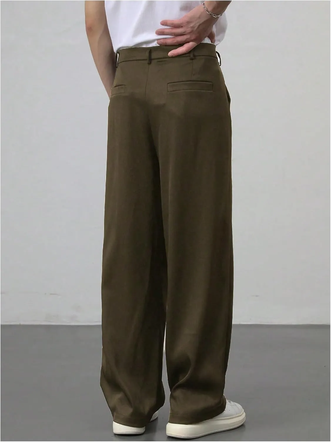 GORGLITTER Men's Baggy Wide Leg Dress Pant Straight Leg Suit Pant Lightweight Modern Fit Business Trousers