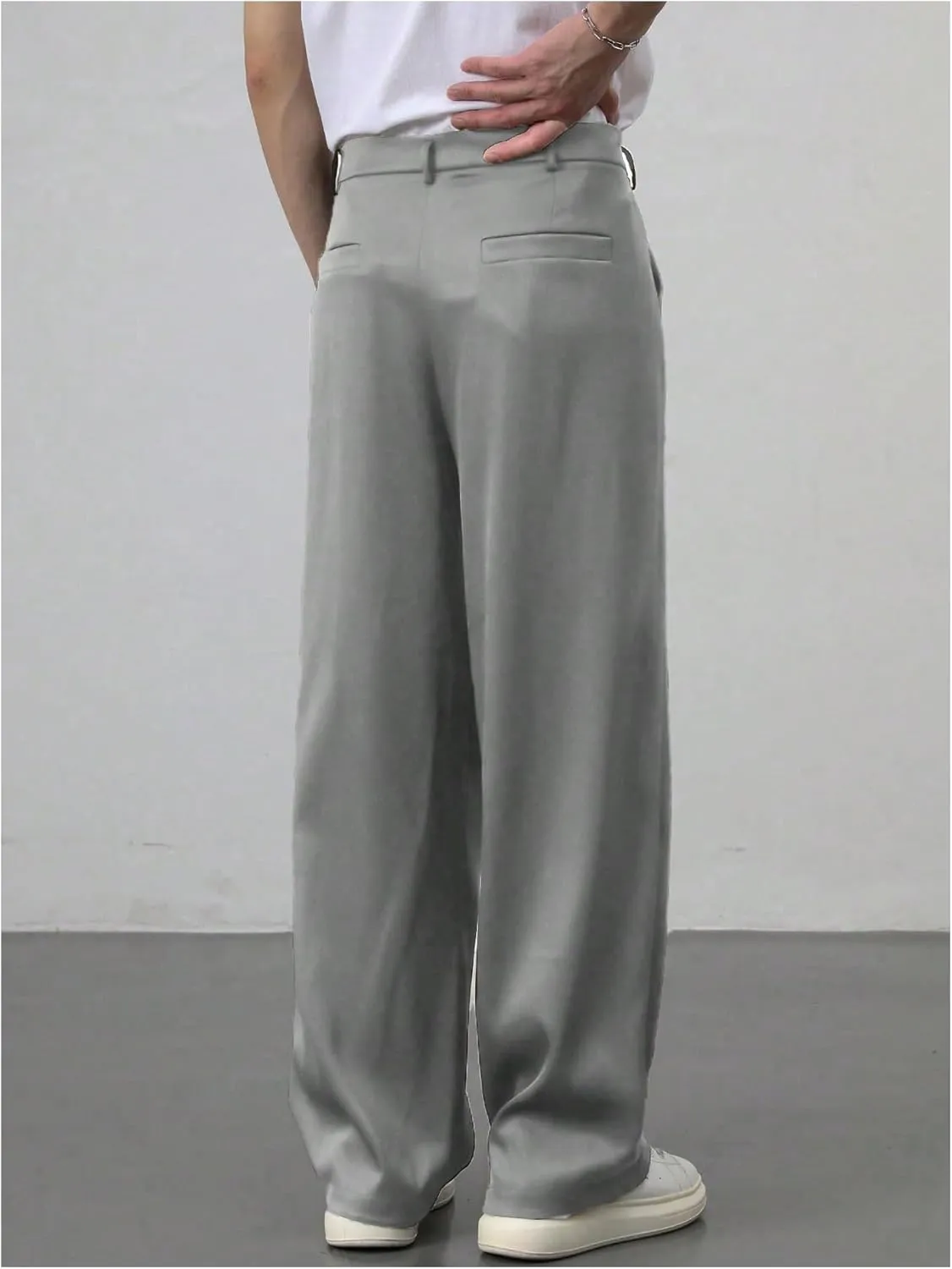 GORGLITTER Men's Baggy Wide Leg Dress Pant Straight Leg Suit Pant Lightweight Modern Fit Business Trousers