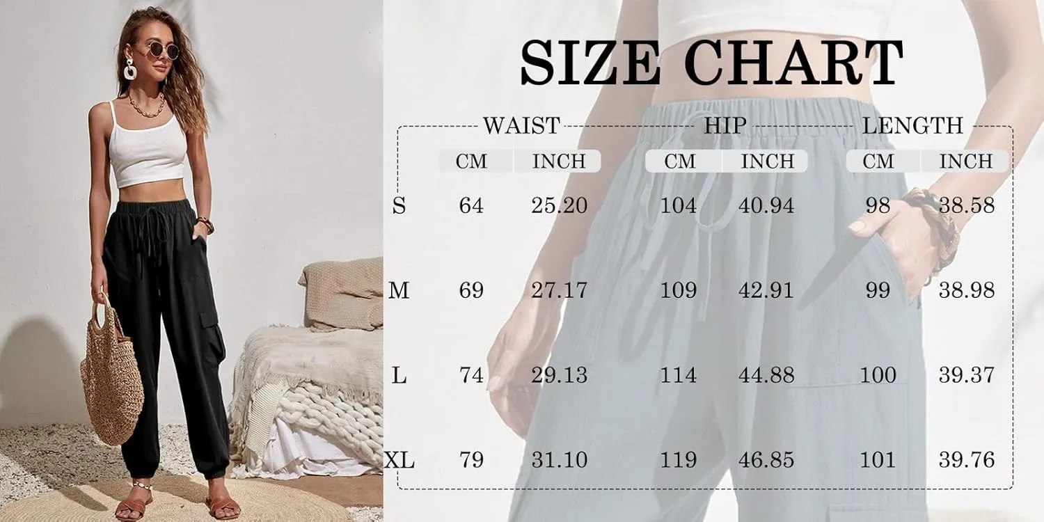 GUOLEZEEV High Waisted Jogger Pants Loose Hiking Joggers for Women Casual Lightweight Tapered Cargo Pants with Pockets