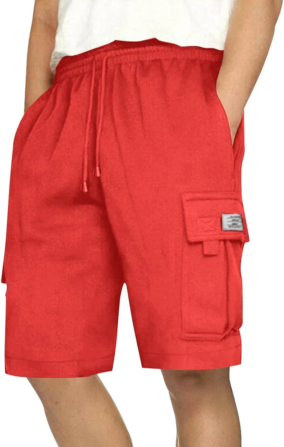 HAVUITYY Men's Cargo Shorts Casual Elastic Waist Drawstring Lightweight Summer Beach Pants Hiking Flat Front Shorts