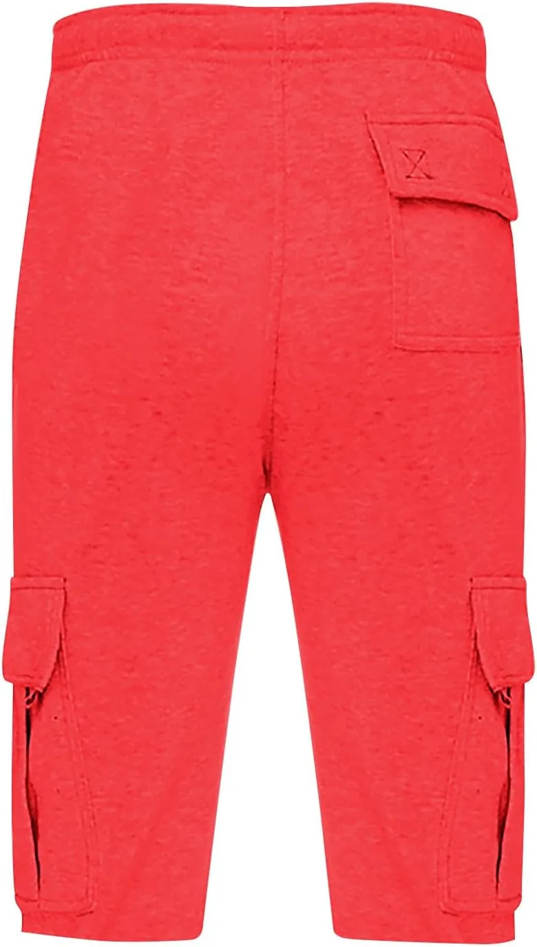 HAVUITYY Men's Cargo Shorts Casual Elastic Waist Drawstring Lightweight Summer Beach Pants Hiking Flat Front Shorts
