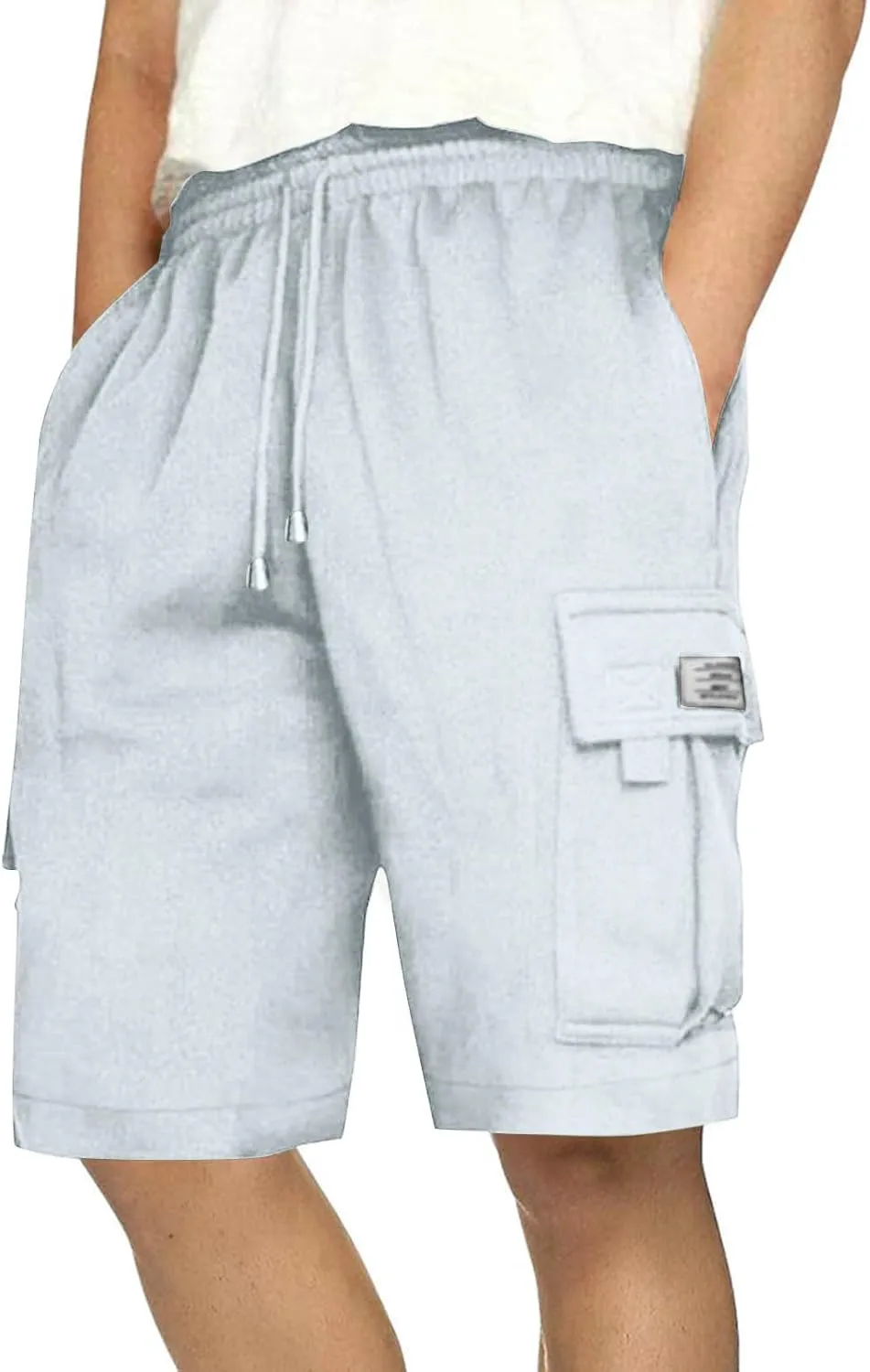 HAVUITYY Men's Cargo Shorts Casual Elastic Waist Drawstring Lightweight Summer Beach Pants Hiking Flat Front Shorts