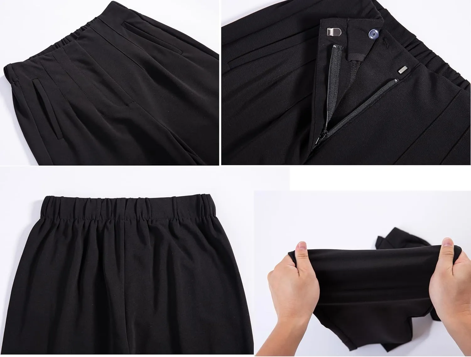 heipeiwa Women's High Waisted Work Business Trousers Pleated Office Slacks Pants Crop Dress Pant