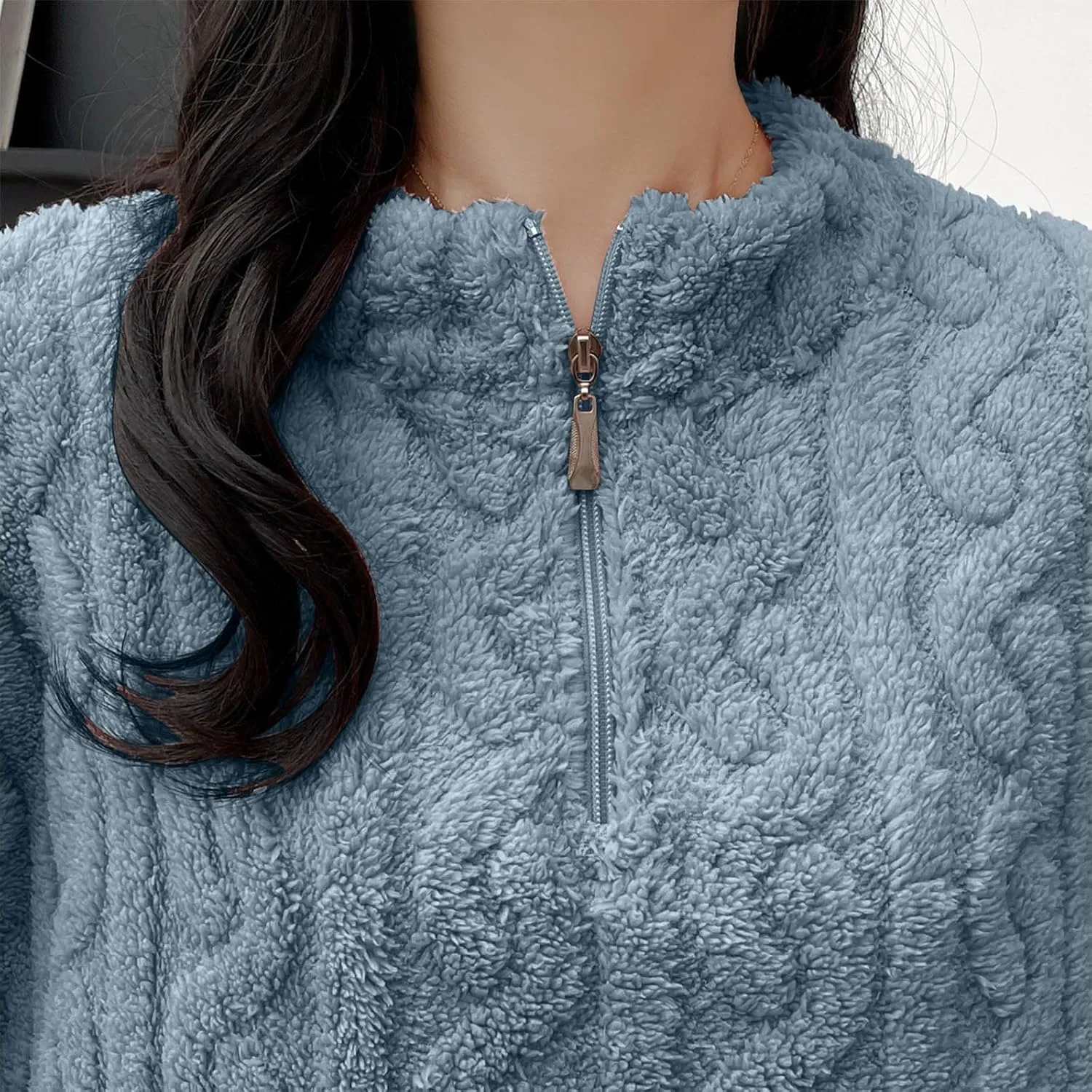 HGps8w 2 Pack Women's Fuzzy Fleece Pajama Sets - Long Sleeve Pullover Sleepwear Tops Long Pants 2 Piece Lounge Outfits