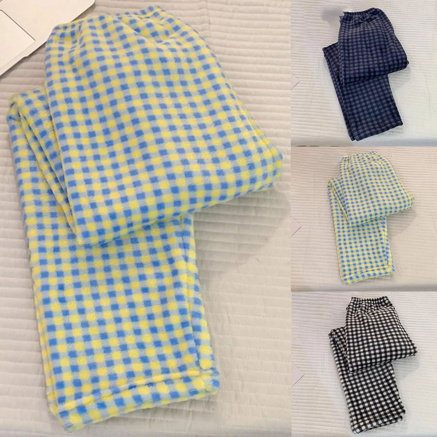 HGps8w Women's Casual Plaid Flannel Pajama Pants Winter Cozy Lounge Long Pants Comfy Warm Soft Fuzzy Fleece Pajama Bottoms