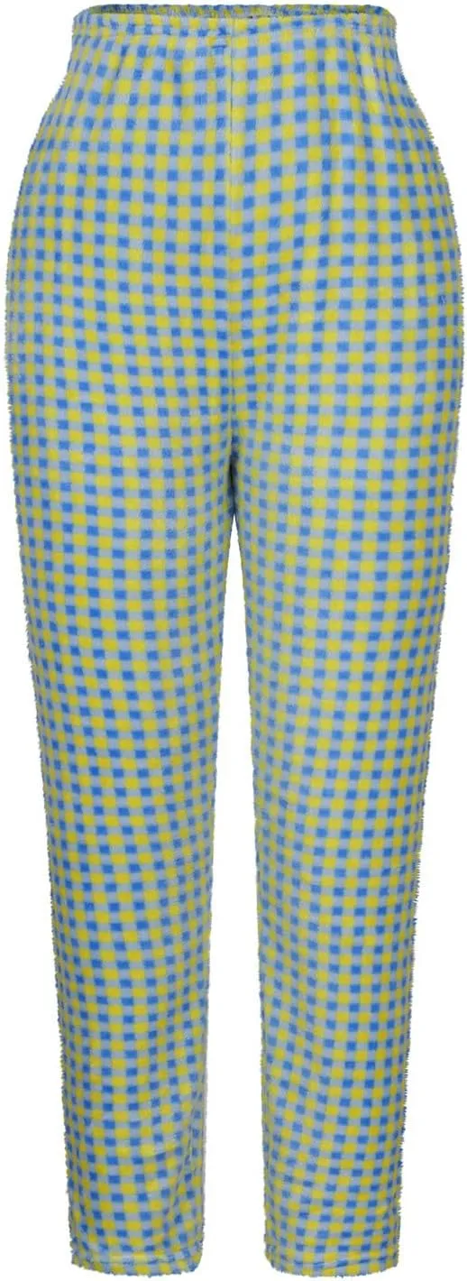 HGps8w Women's Casual Plaid Flannel Pajama Pants Winter Cozy Lounge Long Pants Comfy Warm Soft Fuzzy Fleece Pajama Bottoms