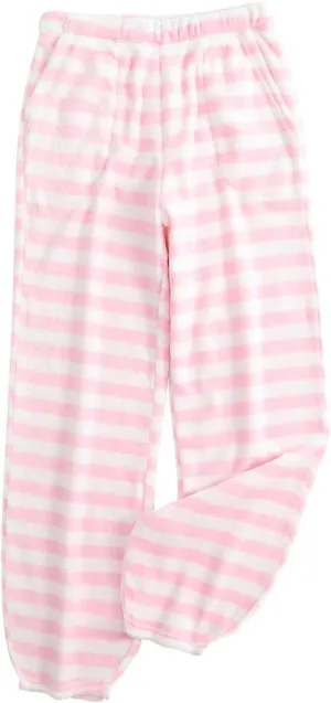 HGps8w Women's Casual Striped Fleece Pajama Pants Winter Warm Soft Fuzzy Lounge Pants Comfy Pajama Bottoms Sleepwear