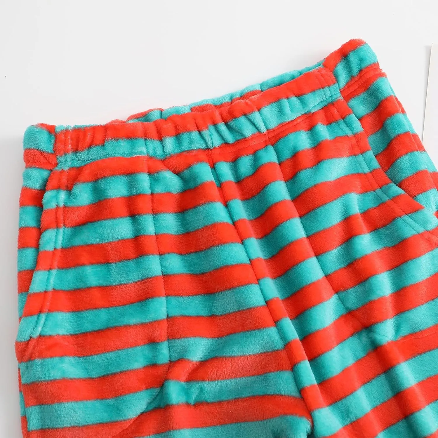 HGps8w Women's Casual Striped Fleece Pajama Pants Winter Warm Soft Fuzzy Lounge Pants Comfy Pajama Bottoms Sleepwear