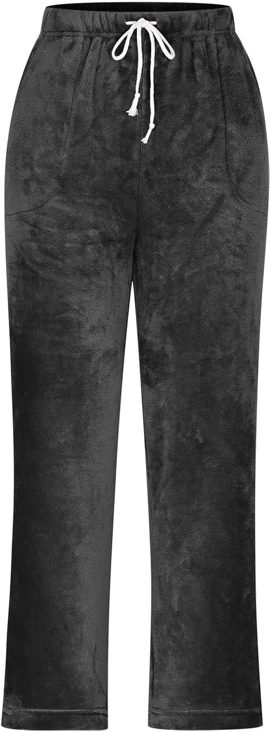HGps8w Women's Flannel Pajama Pants Winter Cozy Lounge Long Pants Comfy Warm Soft Fuzzy Fleece Pajama Bottoms Sleepwear