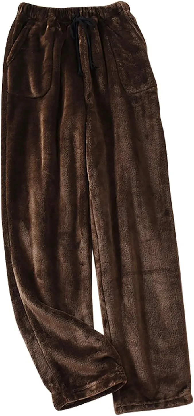 HGps8w Women's Plush Pajama Pants, Soft Fluffy Fleece Warm Pjs Bottoms Flannel Sleepwear Winter Comfy Fuzzy Lounge Pants