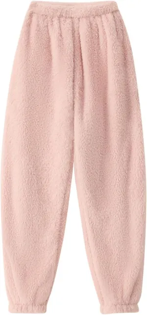 HGps8w Women's Sherpa Fleece Pajama Pants Fuzzy Winter Warm Soft Lounge Sweatpants Comfy Pajama Bottoms Sleepwear