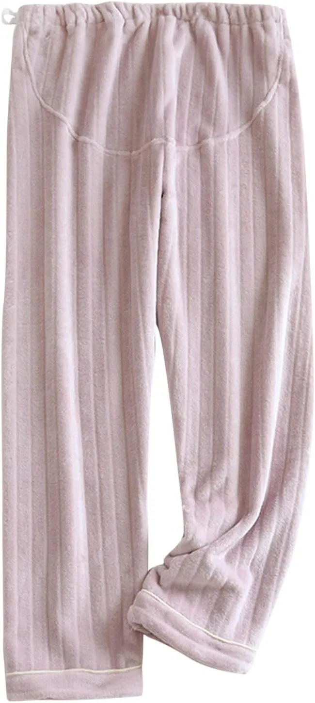 HGps8w Women's Soft Flannel Pajama Pants with Adjustable Waist, Fleece Fuzzy Winter Warm Lounge Pants Comfy Pajama Bottoms