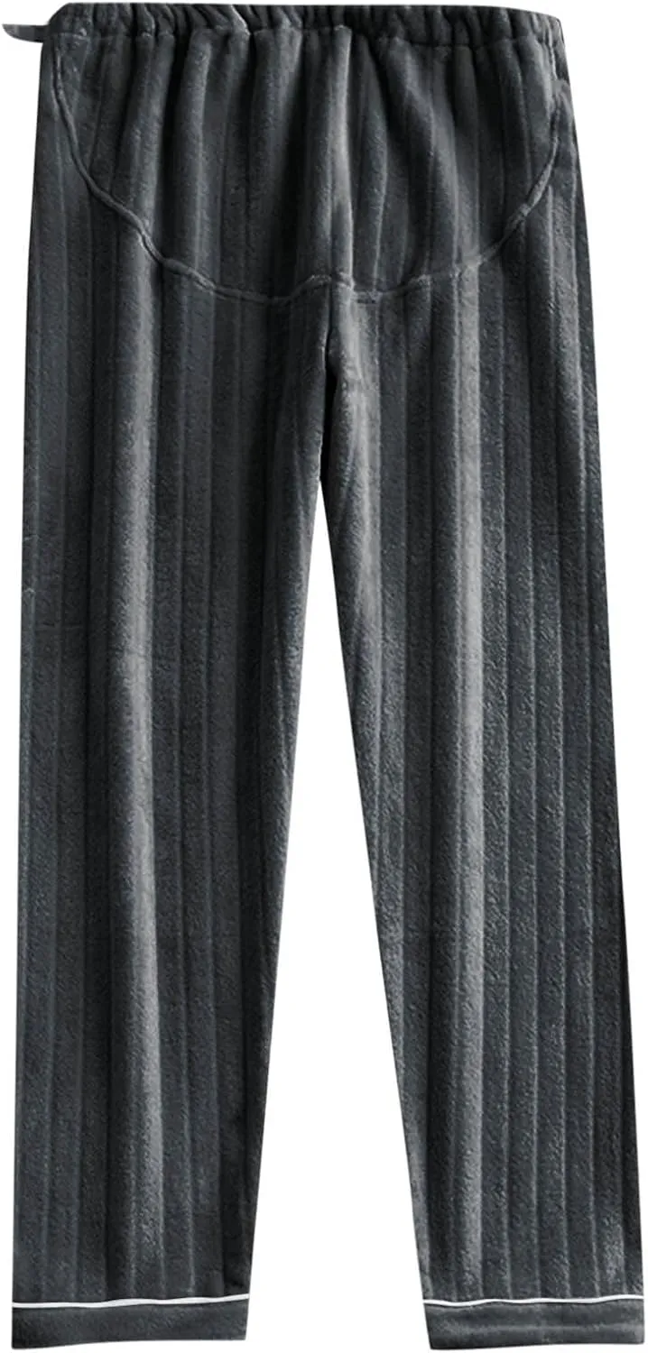 HGps8w Women's Soft Flannel Pajama Pants with Adjustable Waist, Fleece Fuzzy Winter Warm Lounge Pants Comfy Pajama Bottoms