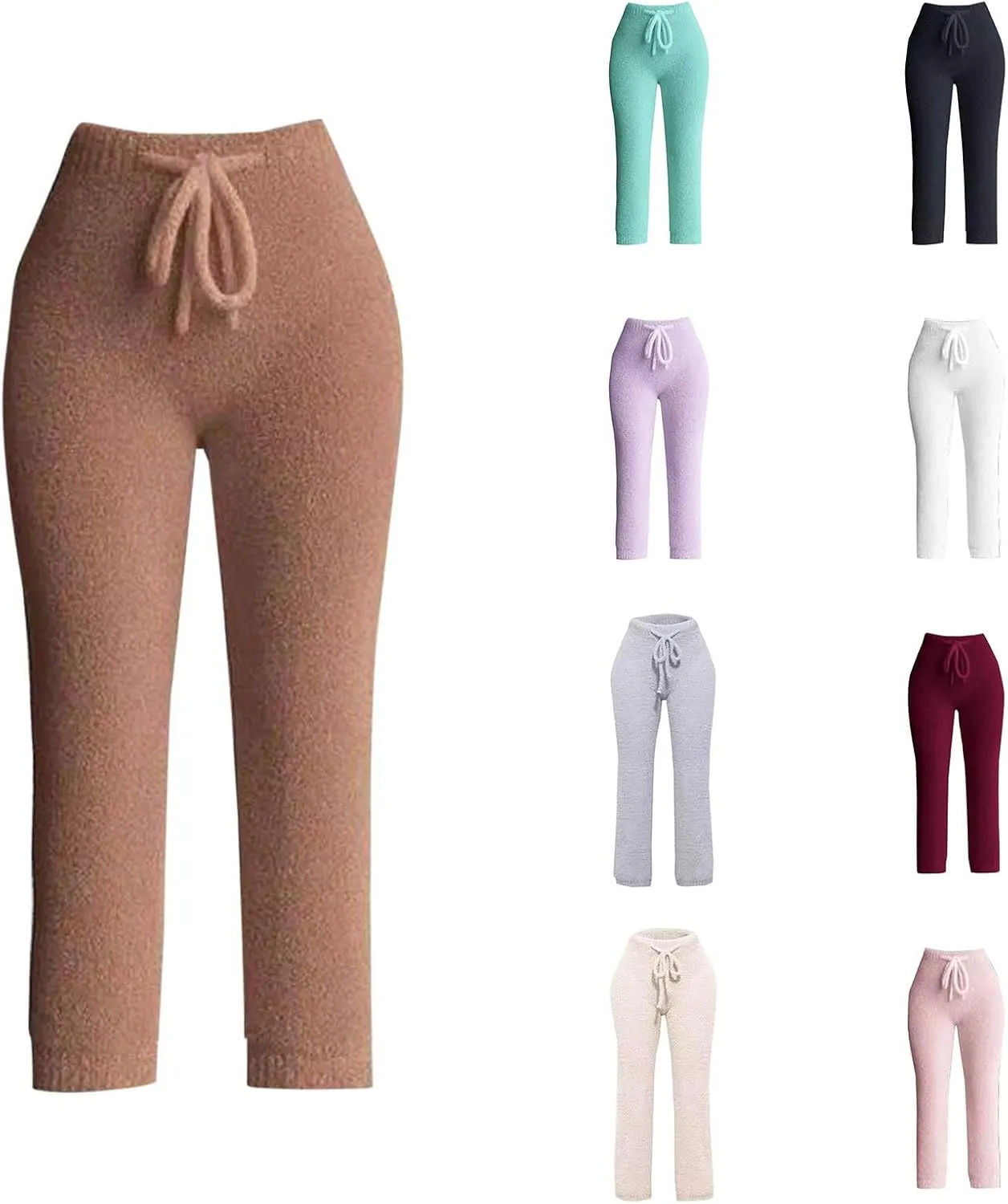 HGps8w Womens Soft Pjs Bottom Fuzzy Warm Sherpa Fleece Pajama Pants Casual Elastic Waist Comfy Lounge Pants