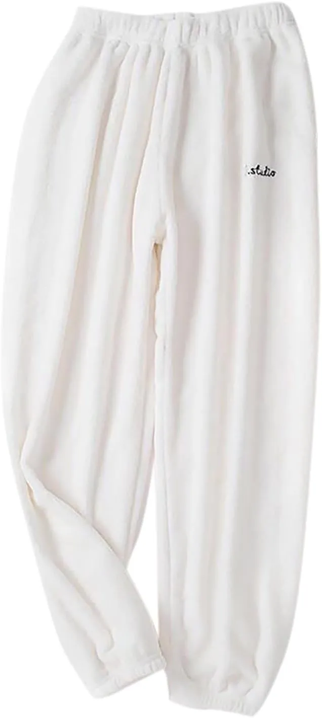 HGps8w Womens Thick Fleece Pajama Pants Fuzzy Soft Pjs Bottoms Comfy Warm Fluffy Lounge Trousers Sleepwear